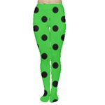 Polka Dots - Black on Lime Green Women s Tights