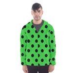 Polka Dots - Black on Lime Green Hooded Wind Breaker (Men)