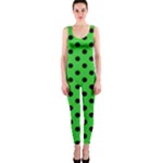 Polka Dots - Black on Lime Green OnePiece Catsuit