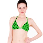 Polka Dots - Black on Lime Green Bikini Top