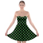 Polka Dots - Lime Green on Black Strapless Bra Top Dress