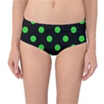 Polka Dots - Lime Green on Black Mid-Waist Bikini Bottoms