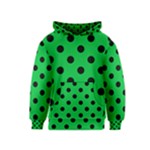 Polka Dots - Black on Dark Pastel Green Kid s Pullover Hoodie