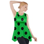 Polka Dots - Black on Dark Pastel Green Side Drop Tank Tunic