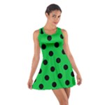 Polka Dots - Black on Dark Pastel Green Cotton Racerback Dress