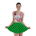 Polka Dots - Black on Dark Pastel Green Mini Skirt