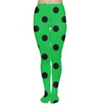 Polka Dots - Black on Dark Pastel Green Women s Tights