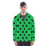 Polka Dots - Black on Dark Pastel Green Hooded Wind Breaker (Men)