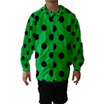 Polka Dots - Black on Dark Pastel Green Hooded Wind Breaker (Kids)