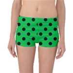 Polka Dots - Black on Dark Pastel Green Boyleg Bikini Bottoms