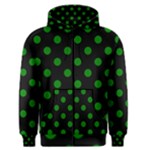 Polka Dots - Green on Black Men s Zipper Hoodie