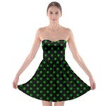 Polka Dots - Green on Black Strapless Bra Top Dress