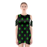 Polka Dots - Green on Black Women s Cutout Shoulder Dress