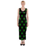 Polka Dots - Green on Black Fitted Maxi Dress