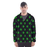 Polka Dots - Green on Black Hooded Wind Breaker (Men)