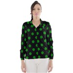 Polka Dots - Green on Black Wind Breaker (Women)