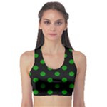 Polka Dots - Green on Black Women s Sports Bra