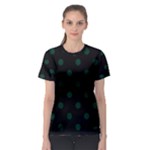 Polka Dots - Deep Green on Black Women s Sport Mesh Tee