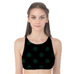 Polka Dots - Deep Green on Black Tank Bikini Top