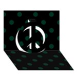 Polka Dots - Deep Green on Black Peace Sign 3D Greeting Card (7x5)