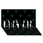 Polka Dots - Deep Green on Black BEST SIS 3D Greeting Card (8x4)