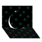 Polka Dots - Deep Green on Black Circle 3D Greeting Card (7x5)