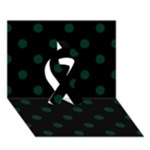 Polka Dots - Deep Green on Black Ribbon 3D Greeting Card (7x5)