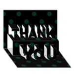 Polka Dots - Deep Green on Black THANK YOU 3D Greeting Card (7x5)