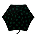 Polka Dots - Deep Green on Black Mini Umbrella