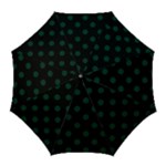 Polka Dots - Deep Green on Black Golf Umbrella