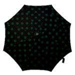 Polka Dots - Deep Green on Black Hook Handle Umbrella (Medium)