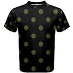 Polka Dots - Army Green on Black Men s Cotton Tee