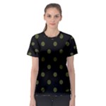 Polka Dots - Army Green on Black Women s Sport Mesh Tee