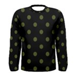 Polka Dots - Army Green on Black Men s Long Sleeve T-shirt