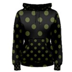 Polka Dots - Army Green on Black Women s Pullover Hoodie