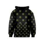 Polka Dots - Army Green on Black Kid s Pullover Hoodie