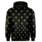 Polka Dots - Army Green on Black Men s Zipper Hoodie