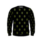 Polka Dots - Army Green on Black Kid s Sweatshirt