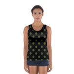 Polka Dots - Army Green on Black Women s Sport Tank Top