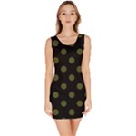 Polka Dots - Army Green on Black Bodycon Dress