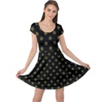 Polka Dots - Army Green on Black Cap Sleeve Dress