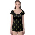 Polka Dots - Army Green on Black Boyleg Leotard (Ladies)