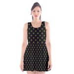 Polka Dots - Army Green on Black Scoop Neck Skater Dress