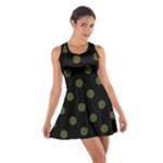 Polka Dots - Army Green on Black Cotton Racerback Dress