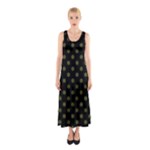 Polka Dots - Army Green on Black Full Print Maxi Dress