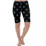 Polka Dots - Army Green on Black Cropped Leggings