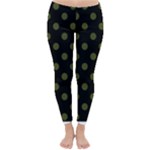 Polka Dots - Army Green on Black Winter Leggings