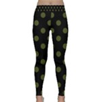 Polka Dots - Army Green on Black Yoga Leggings