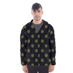 Polka Dots - Army Green on Black Hooded Wind Breaker (Men)