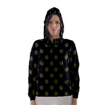 Polka Dots - Army Green on Black Hooded Wind Breaker (Women)